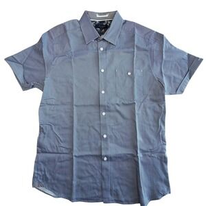 Ted Baker London Short Sleeve Shirt Mens L 4 Blue Micro Dot Contrasting Trim